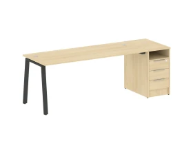 Рабочая станция на А-образном м/к с опорной тумбой 221,2x72x75 Метал Систем / Metal System images