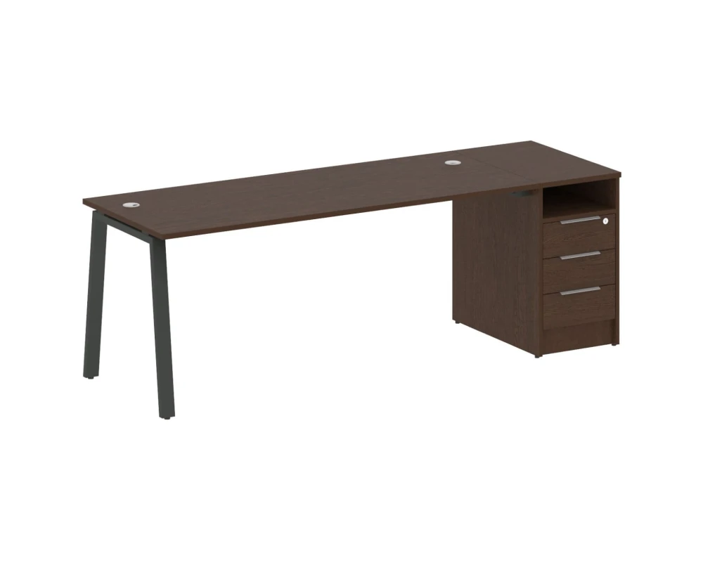 Рабочая станция на А-образном м/к с опорной тумбой 221,2x72x75 Метал Систем / Metal System