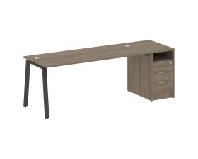 Рабочая станция на А-образном м/к с опорной тумбой 221,2x72x75 Метал Систем / Metal System images