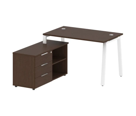 Рабочая станция на А-образном м/к с опорной тумбой левая 130x152x75 Метал Систем / Metal System