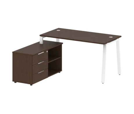 Рабочая станция на А-образном м/к с опорной тумбой левая 150x152x75 Метал Систем / Metal System