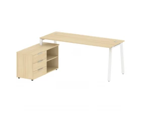 Рабочая станция на А-образном м/к с опорной тумбой левая 190x152x75 Metal System images