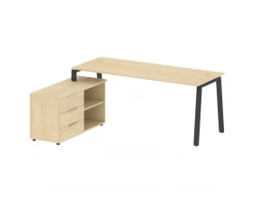 Рабочая станция на А-образном м/к с опорной тумбой левая 190x152x75 Metal System images