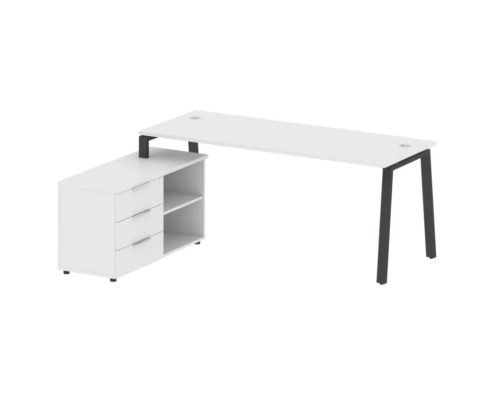 Рабочая станция на А-образном м/к с опорной тумбой левая 190x152x75 Metal System