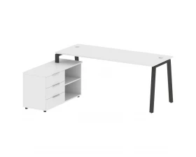 Рабочая станция на А-образном м/к с опорной тумбой левая 190x152x75 Metal System images