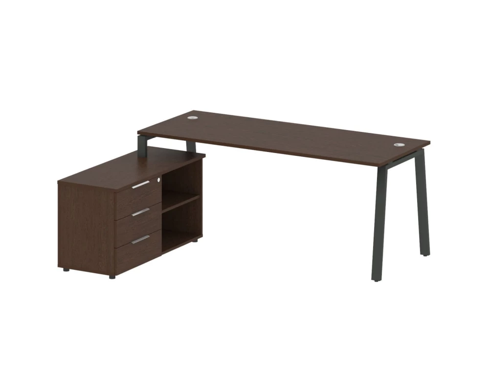 Рабочая станция на А-образном м/к с опорной тумбой левая 190x152x75 Metal System