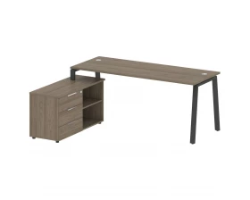 Рабочая станция на А-образном м/к с опорной тумбой левая 190x152x75 Metal System images