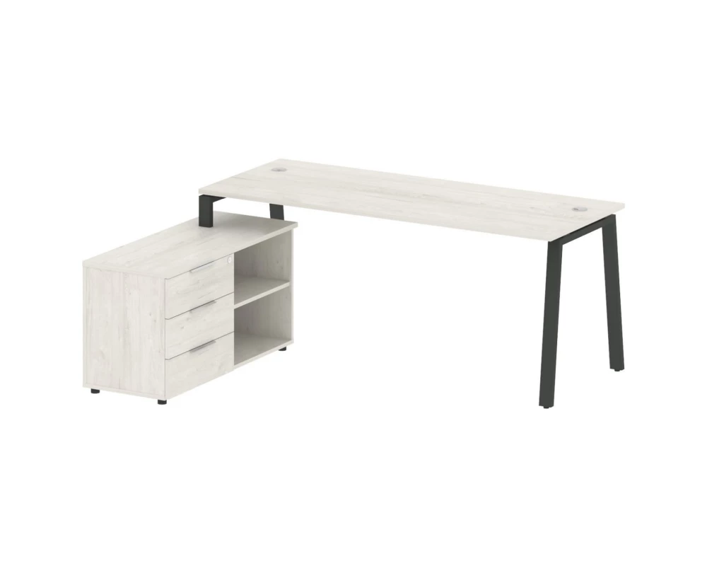 Рабочая станция на А-образном м/к с опорной тумбой левая 190x152x75 Metal System