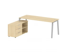 Рабочая станция на А-образном м/к с опорной тумбой левая 190x152x75 Metal System images