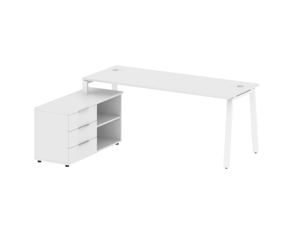 Рабочая станция на А-образном м/к с опорной тумбой левая 190x152x75 Metal System