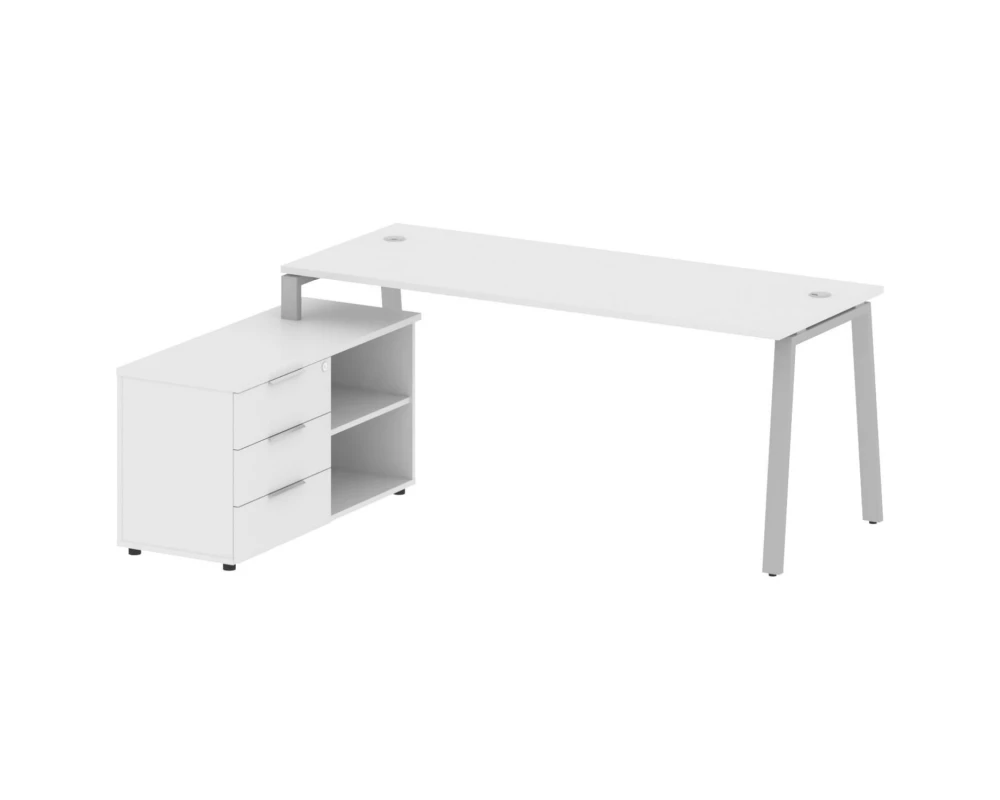 Рабочая станция на А-образном м/к с опорной тумбой левая 190x152x75 Metal System