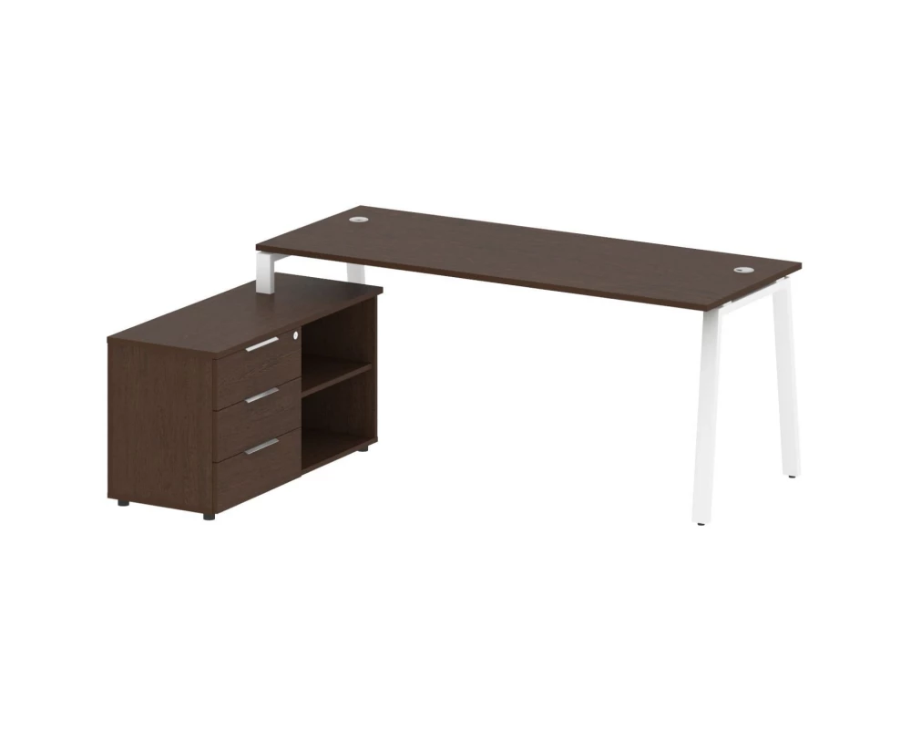 Рабочая станция на А-образном м/к с опорной тумбой левая 190x152x75 Metal System