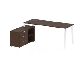 Рабочая станция на А-образном м/к с опорной тумбой левая 190x152x75 Metal System images