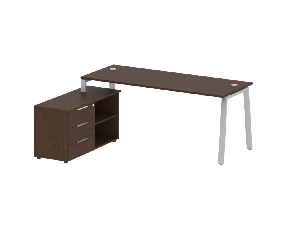 Рабочая станция на А-образном м/к с опорной тумбой левая 190x152x75 Metal System