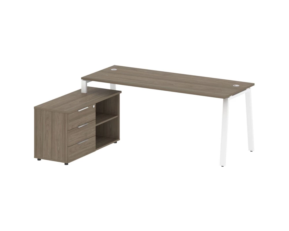 Рабочая станция на А-образном м/к с опорной тумбой левая 190x152x75 Metal System