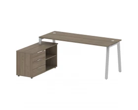 Рабочая станция на А-образном м/к с опорной тумбой левая 190x152x75 Metal System images