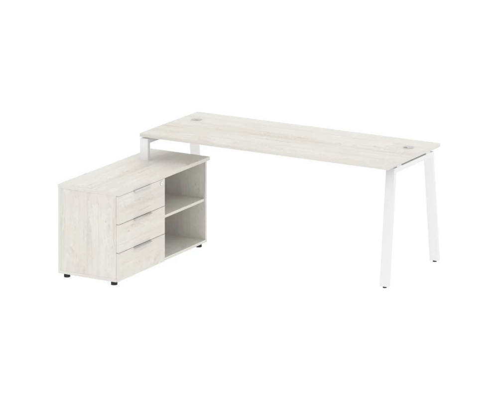 Рабочая станция на А-образном м/к с опорной тумбой левая 190x152x75 Metal System