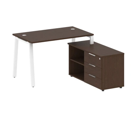 Рабочая станция на А-образном м/к с опорной тумбой правая 130x152x75 Метал Систем / Metal System