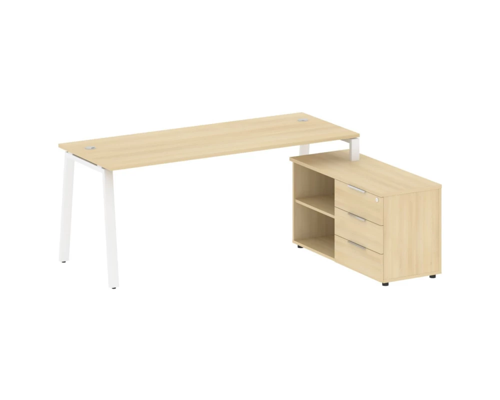 Рабочая станция на А-образном м/к с опорной тумбой правая 190x152x75 Metal System