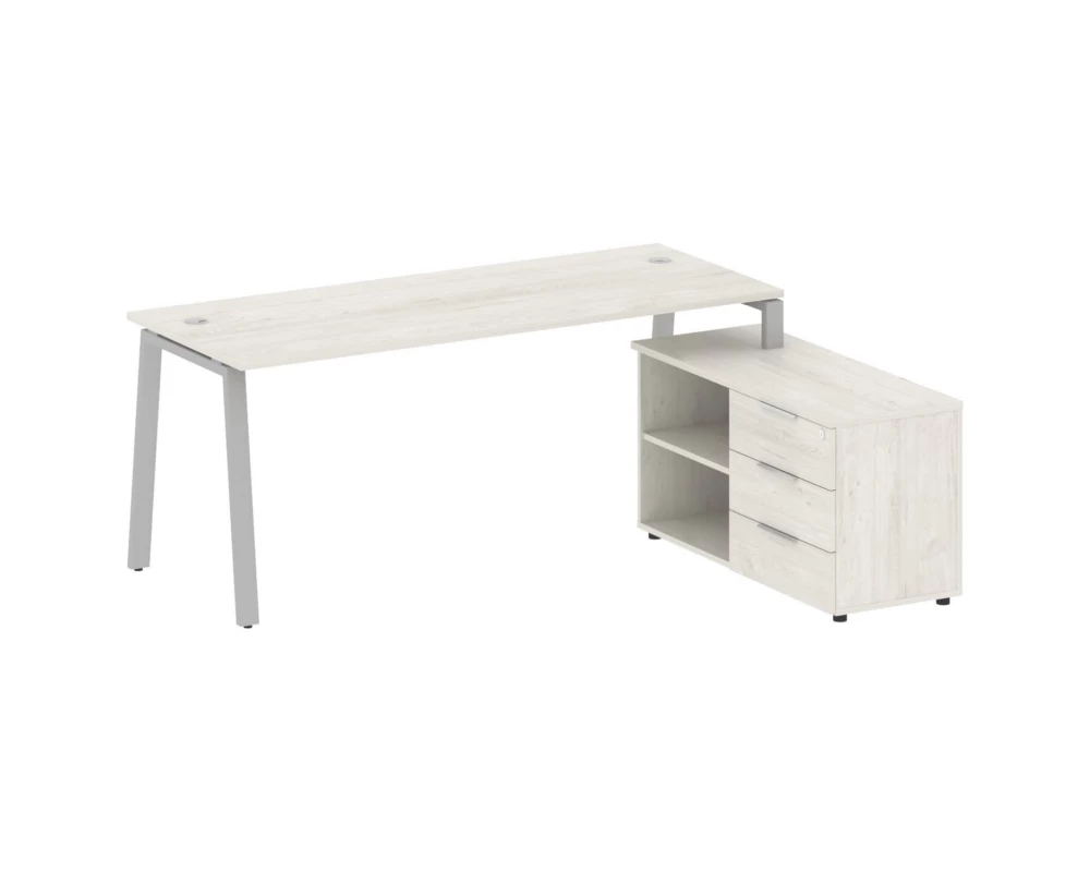 Рабочая станция на А-образном м/к с опорной тумбой правая 190x152x75 Metal System