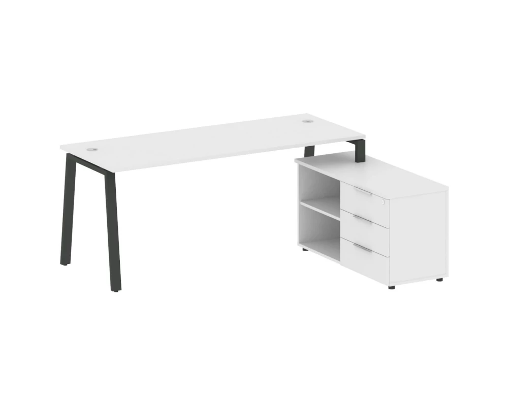 Рабочая станция на А-образном м/к с опорной тумбой правая 190x152x75 Metal System