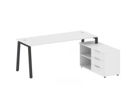 Рабочая станция на А-образном м/к с опорной тумбой правая 190x152x75 Metal System images