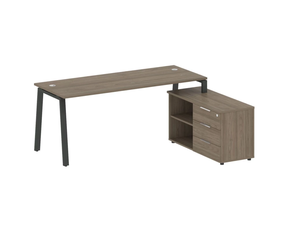 Рабочая станция на А-образном м/к с опорной тумбой правая 190x152x75 Metal System