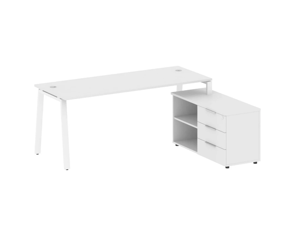 Рабочая станция на А-образном м/к с опорной тумбой правая 190x152x75 Metal System