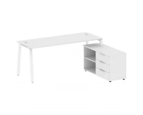 Рабочая станция на А-образном м/к с опорной тумбой правая 190x152x75 Metal System images