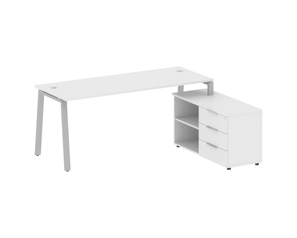 Рабочая станция на А-образном м/к с опорной тумбой правая 190x152x75 Metal System