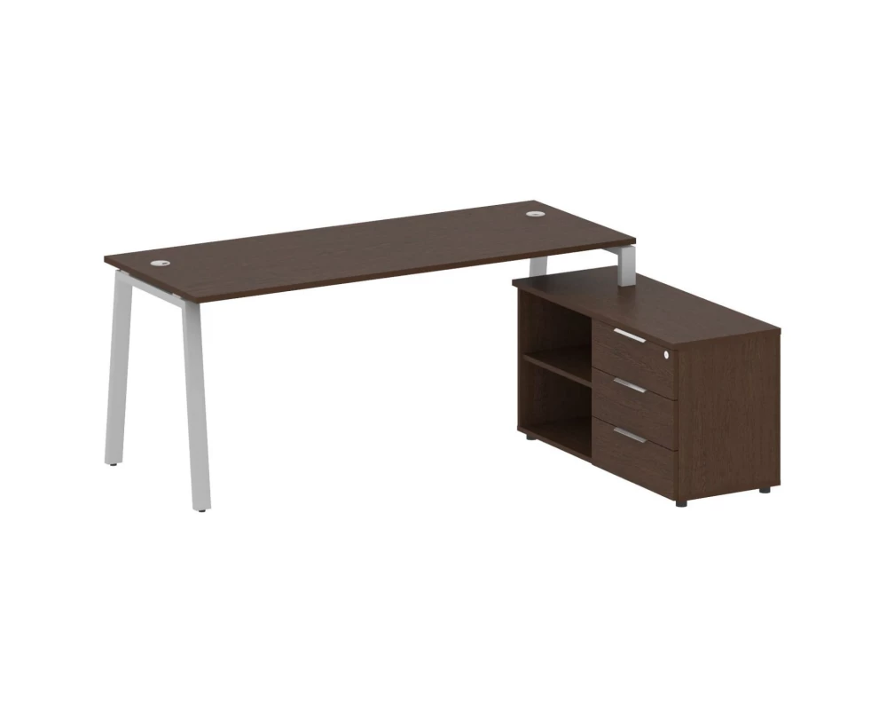 Рабочая станция на А-образном м/к с опорной тумбой правая 190x152x75 Metal System