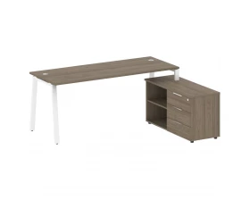 Рабочая станция на А-образном м/к с опорной тумбой правая 190x152x75 Metal System images