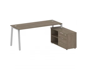 Рабочая станция на А-образном м/к с опорной тумбой правая 190x152x75 Metal System images