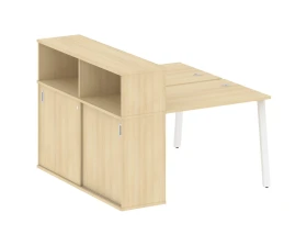 Рабочая станция на А-образном м/к с опорным шкафом-купе 141x147,5x109,8 Метал Систем / Metal System images