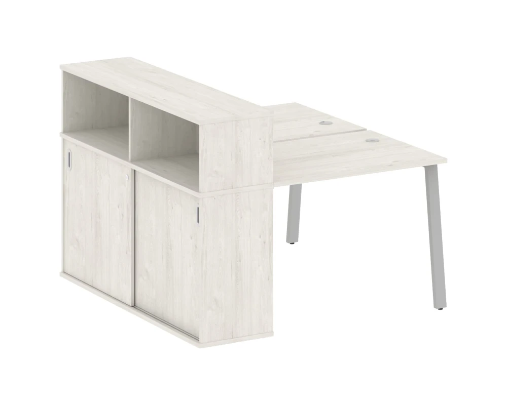 Рабочая станция на А-образном м/к с опорным шкафом-купе 141x147,5x109,8 Метал Систем / Metal System