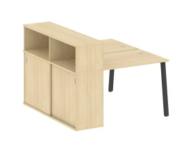 Рабочая станция на А-образном м/к с опорным шкафом-купе 141x147,5x109,8 Метал Систем / Metal System images