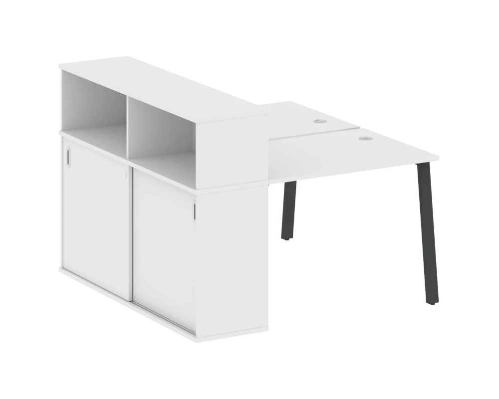 Рабочая станция на А-образном м/к с опорным шкафом-купе 141x147,5x109,8 Метал Систем / Metal System