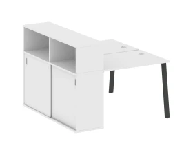 Рабочая станция на А-образном м/к с опорным шкафом-купе 141x147,5x109,8 Метал Систем / Metal System images