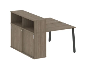 Рабочая станция на А-образном м/к с опорным шкафом-купе 141x147,5x109,8 Метал Систем / Metal System images