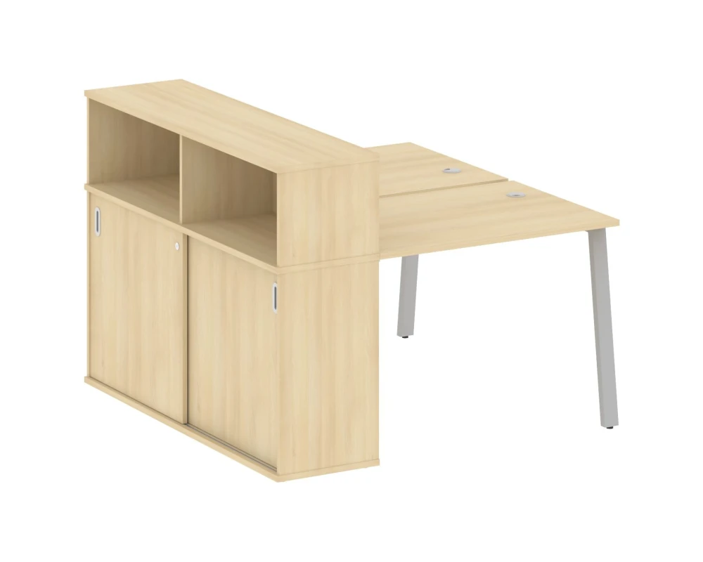 Рабочая станция на А-образном м/к с опорным шкафом-купе 141x147,5x109,8 Метал Систем / Metal System