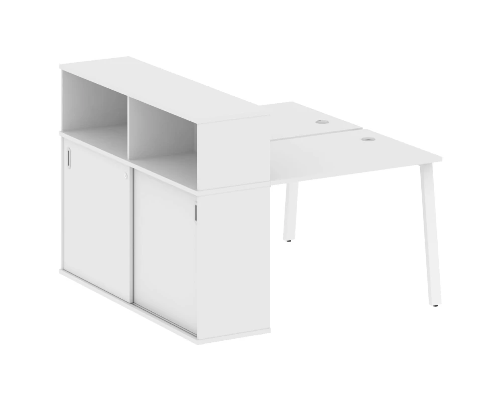 Рабочая станция на А-образном м/к с опорным шкафом-купе 141x147,5x109,8 Метал Систем / Metal System