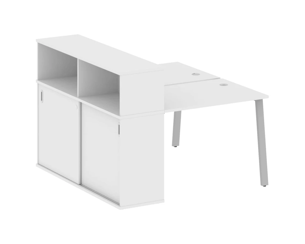 Рабочая станция на А-образном м/к с опорным шкафом-купе 141x147,5x109,8 Метал Систем / Metal System