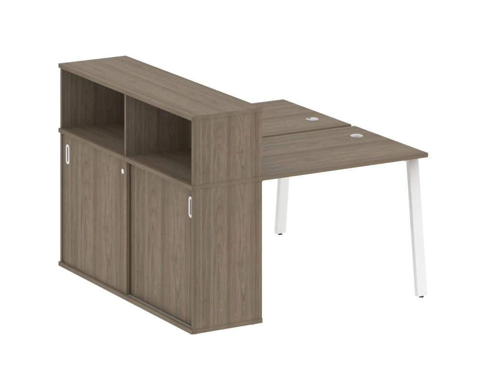 Рабочая станция на А-образном м/к с опорным шкафом-купе 141x147,5x109,8 Метал Систем / Metal System