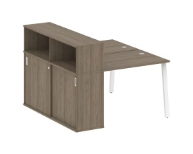 Рабочая станция на А-образном м/к с опорным шкафом-купе 141x147,5x109,8 Метал Систем / Metal System images