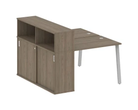 Рабочая станция на А-образном м/к с опорным шкафом-купе 141x147,5x109,8 Метал Систем / Metal System images