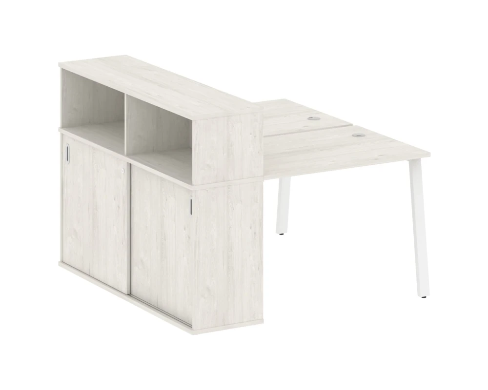 Рабочая станция на А-образном м/к с опорным шкафом-купе 141x147,5x109,8 Метал Систем / Metal System