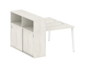 Рабочая станция на А-образном м/к с опорным шкафом-купе 141x147,5x109,8 Метал Систем / Metal System images