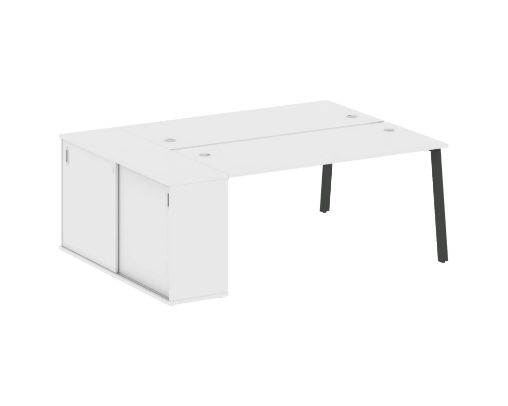 Рабочая станция на А-образном м/к с опорным шкафом-купе 201x147,5x75 Метал Систем / Metal System