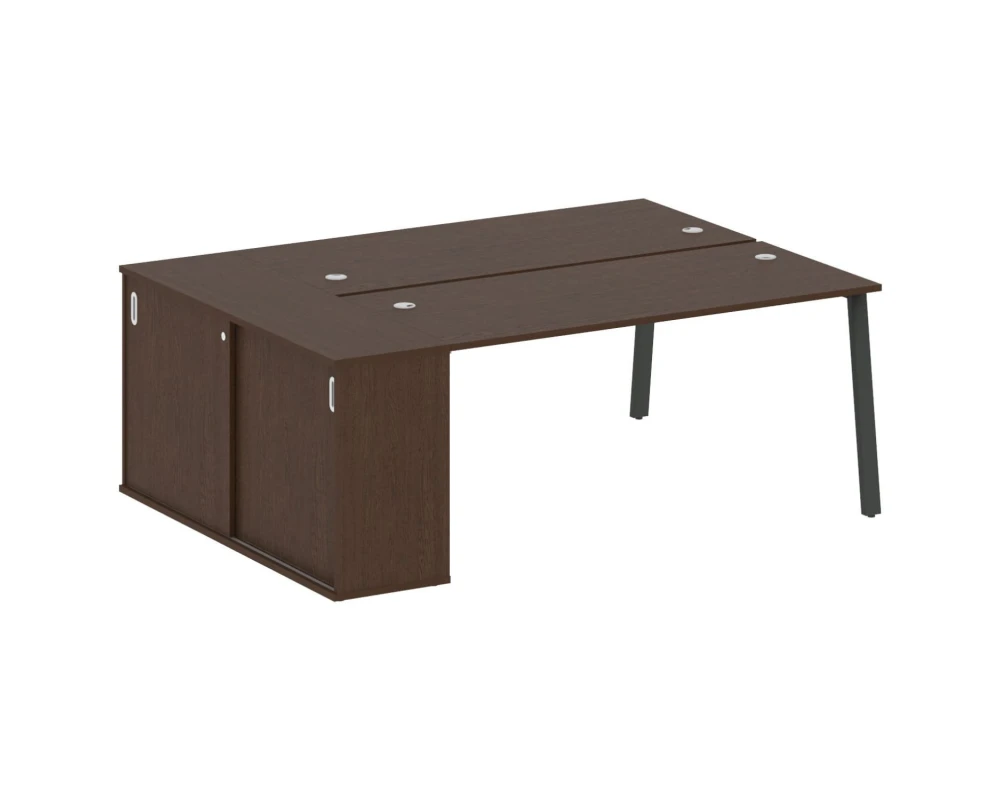 Рабочая станция на А-образном м/к с опорным шкафом-купе 201x147,5x75 Метал Систем / Metal System