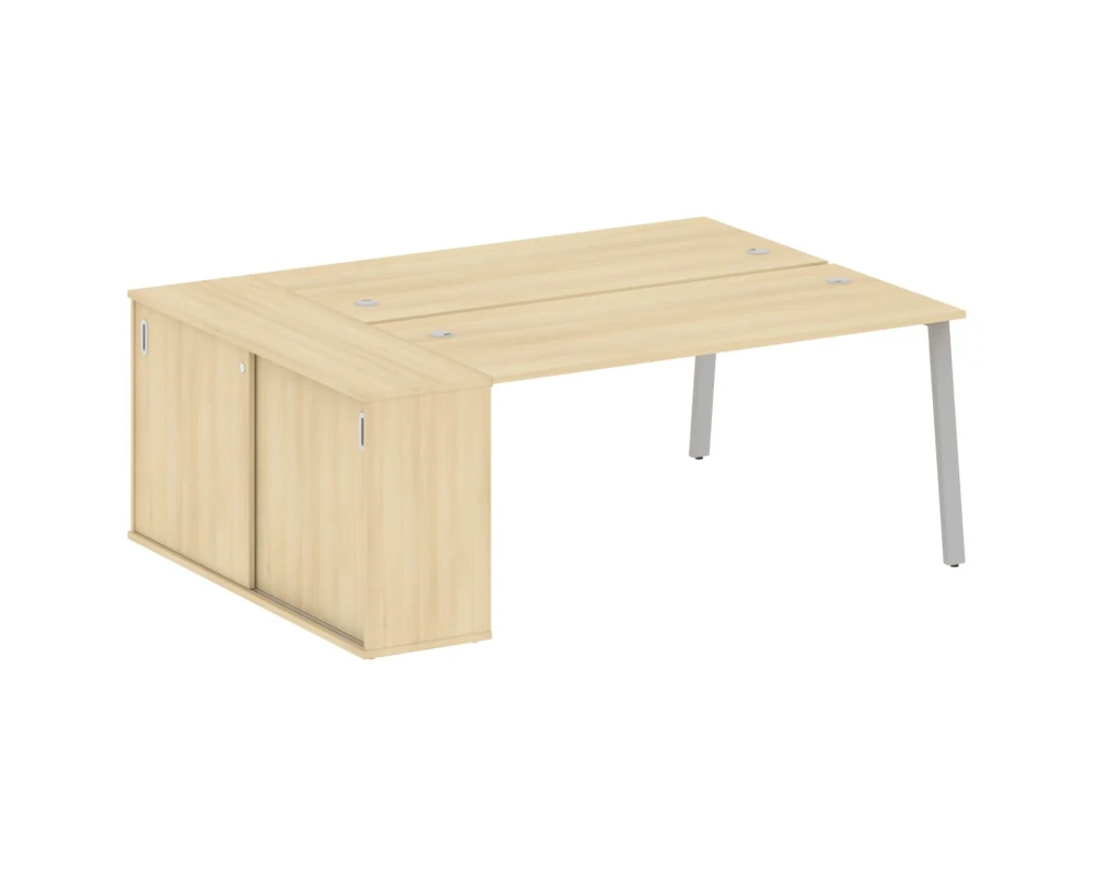 Рабочая станция на А-образном м/к с опорным шкафом-купе 201x147,5x75 Метал Систем / Metal System